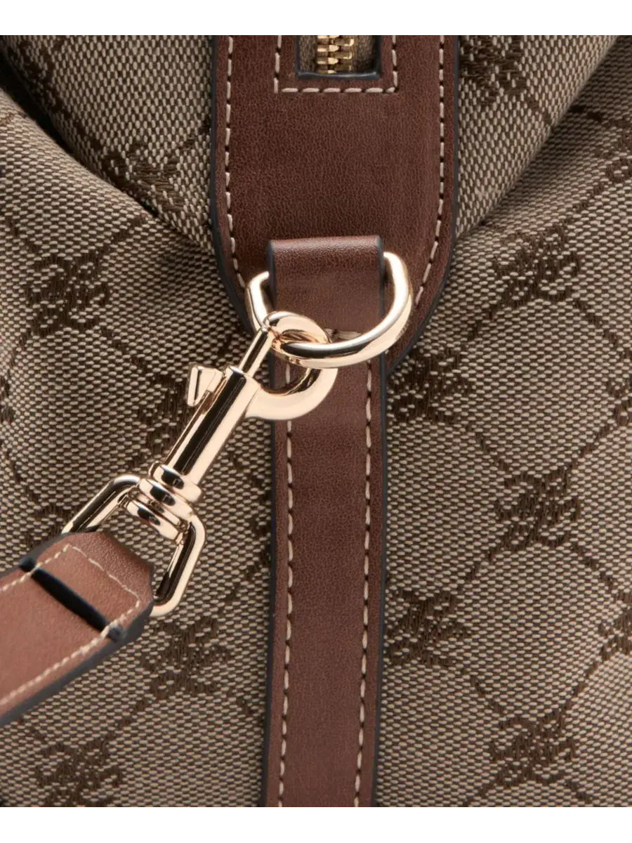 Женская сумка-боулинг с жаккардовым принтом, бренд MANGO — изображение 5 из 5, коричневый