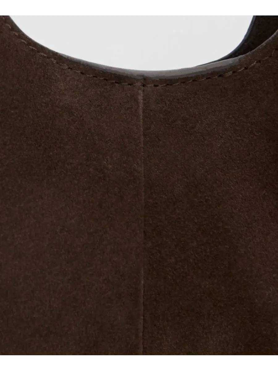 Сумка небольшая на плечо из кожи Split Leather MANGO — изображение 2 из 5, шоколад