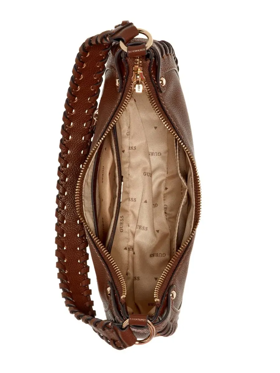Женская сумка-хобо GUESS Petra Small Hobo Shoulder Handbag — изображение 3 из 4, шоколад