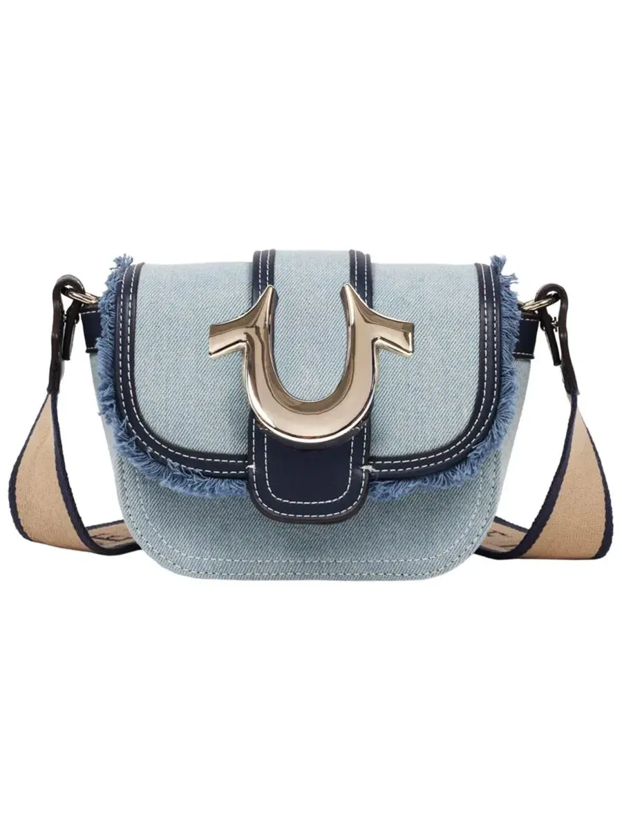 Мини-сумка через плечо с бахромой Asher Frayed Edge Mini Flap True Religion — изображение 1 из 7, джинсовый синий