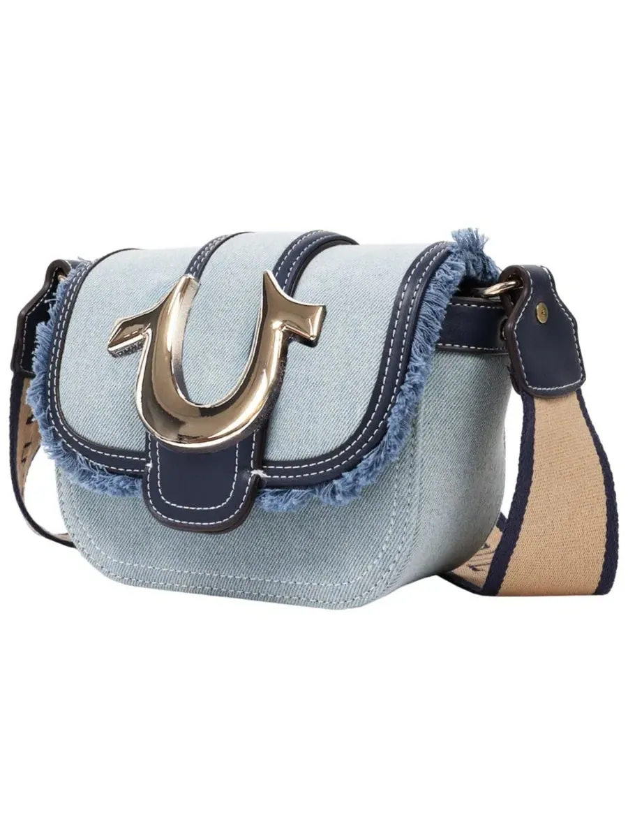 Мини-сумка через плечо с бахромой Asher Frayed Edge Mini Flap True Religion — изображение 3 из 7, джинсовый синий