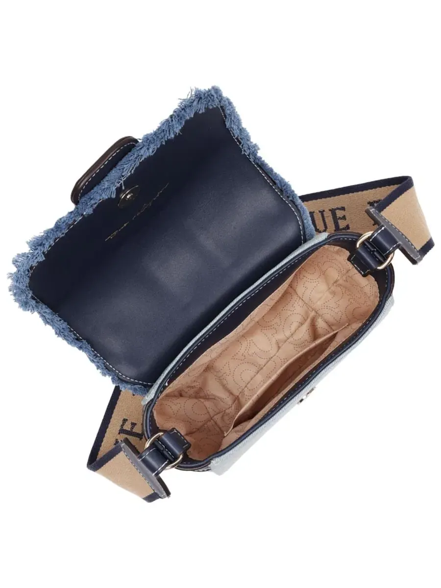 Мини-сумка через плечо с бахромой Asher Frayed Edge Mini Flap True Religion — изображение 5 из 7, джинсовый синий