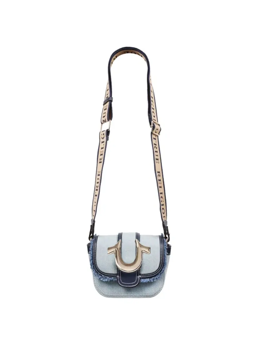 Мини-сумка через плечо с бахромой Asher Frayed Edge Mini Flap True Religion — изображение 6 из 7, джинсовый синий