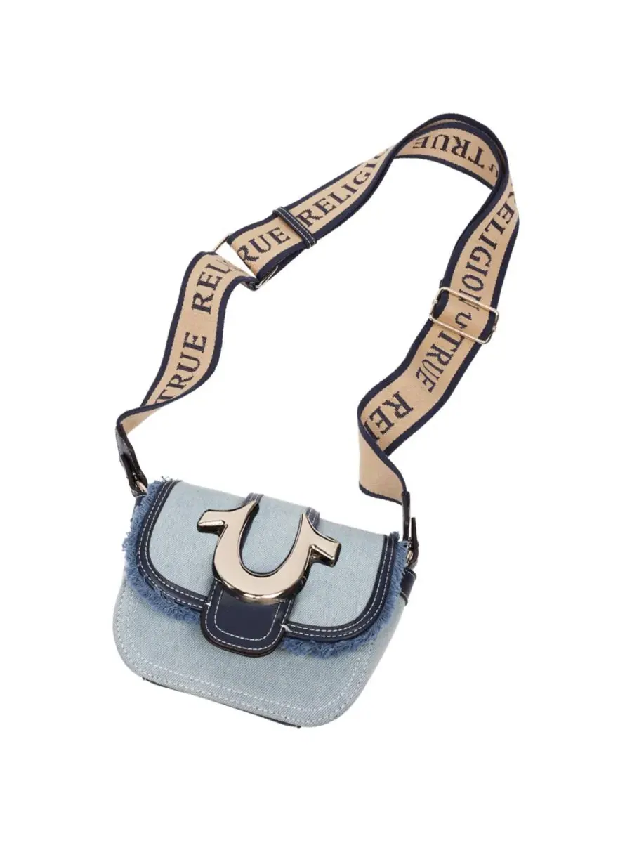 Мини-сумка через плечо с бахромой Asher Frayed Edge Mini Flap True Religion — изображение 7 из 7, джинсовый синий