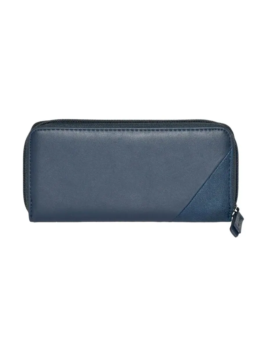 Компактный кошелек с застежкой-молнией Everglade Collection Slim Zipper Round Wallet Roots — изображение 4 из 9, синий