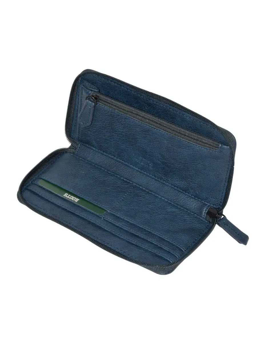 Компактный кошелек с застежкой-молнией Everglade Collection Slim Zipper Round Wallet Roots — изображение 6 из 9, синий