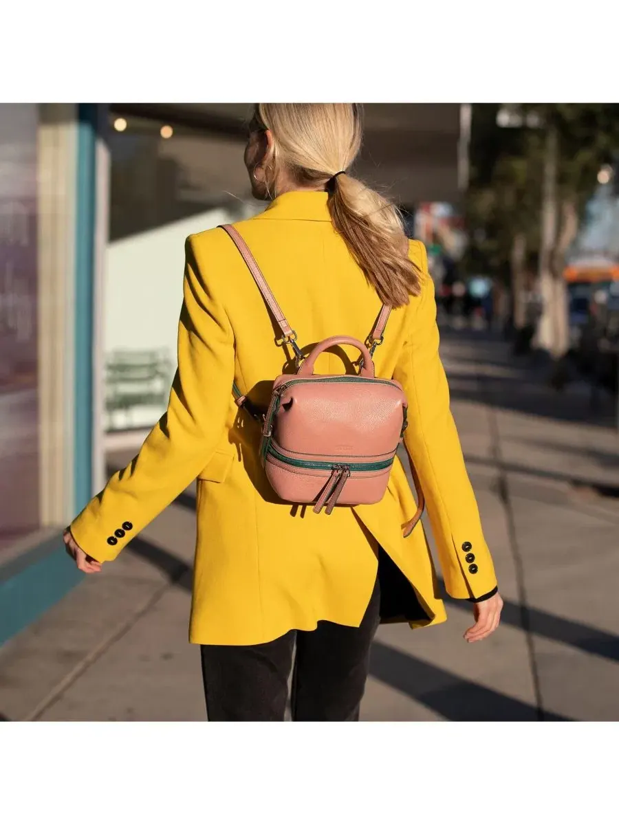 Женский кожаный рюкзак-сумка Ashely Convertible Shoulder Crossbody Bag SUSU — изображение 2 из 8, розовый/розовый/розовый