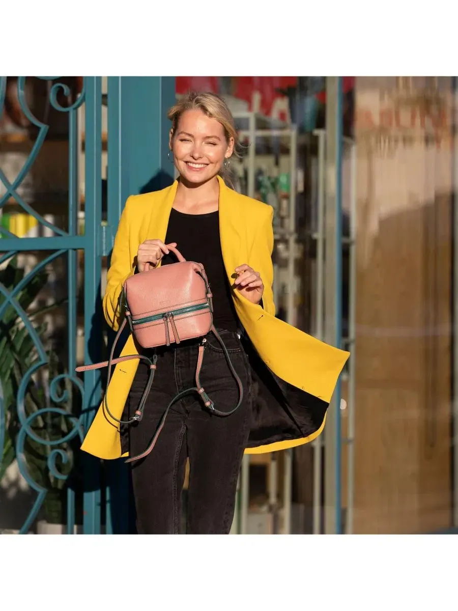 Женский кожаный рюкзак-сумка Ashely Convertible Shoulder Crossbody Bag SUSU — изображение 4 из 8, розовый/розовый/розовый
