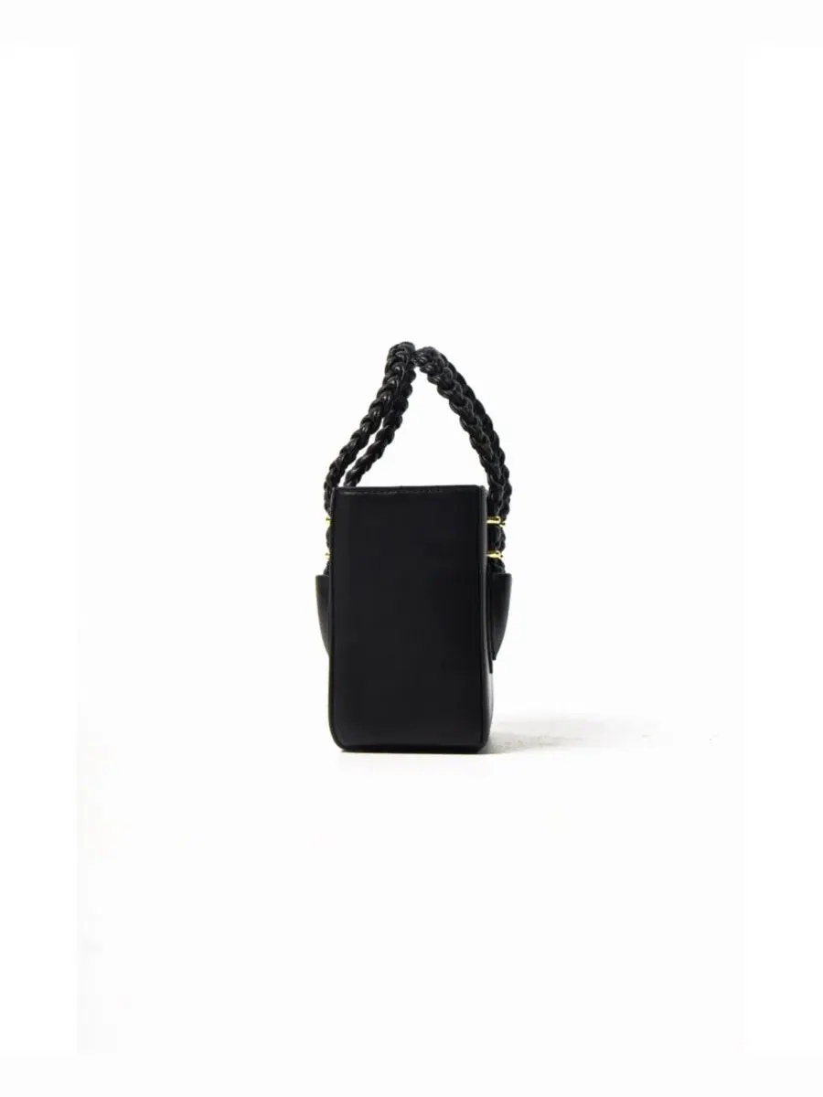 Сумка-тоут с золотой фурнитурой Boxy Tote Mèsan — изображение 5 из 8, черный