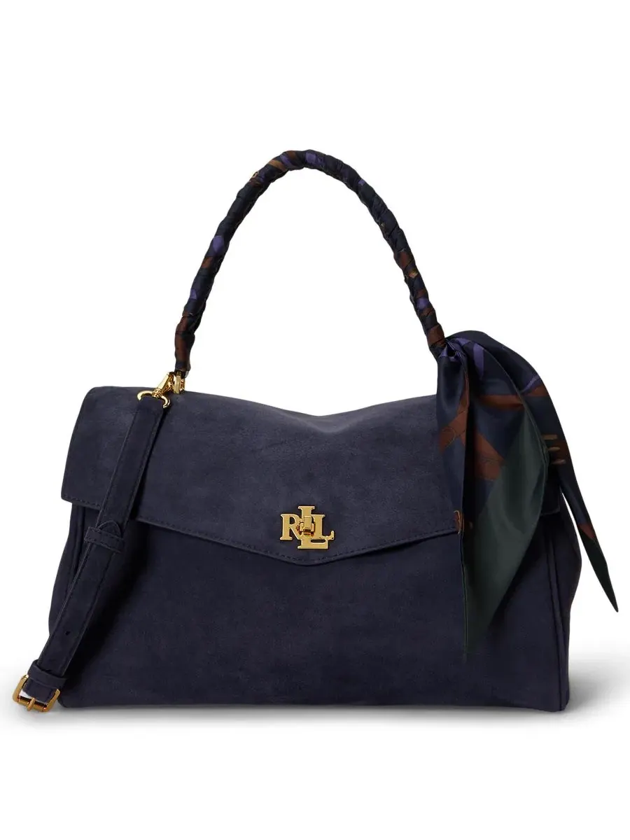 Сумка-шопер из кожи с шарфом Farrah Suede Scarf Trim Medium Soft Satchel Lauren Ralph Lauren — изображение 1 из 5