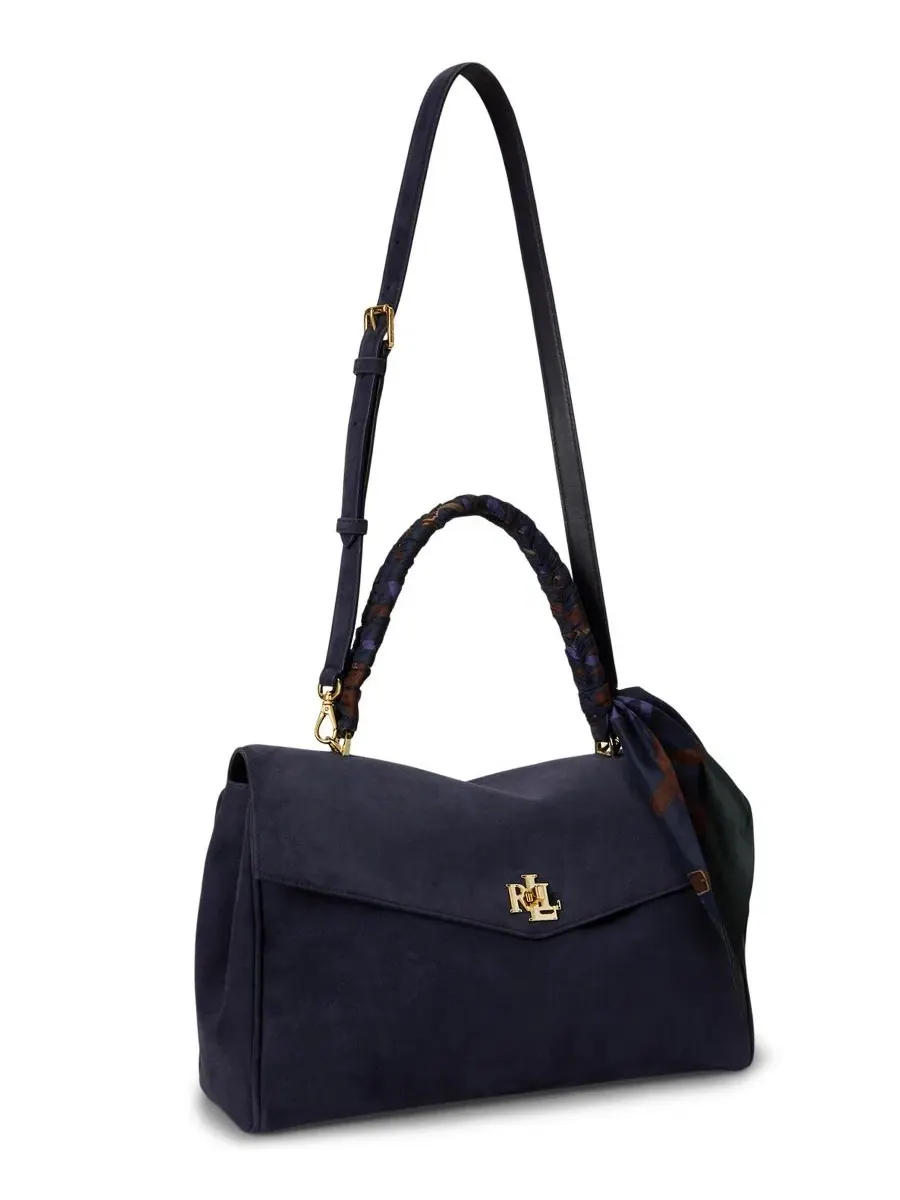 Сумка-шопер из кожи с шарфом Farrah Suede Scarf Trim Medium Soft Satchel Lauren Ralph Lauren — изображение 3 из 5