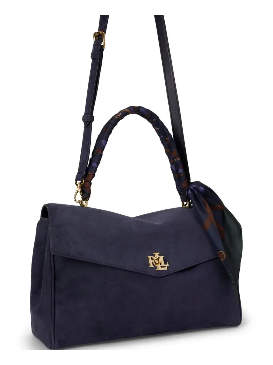 Сумка-шопер из кожи с шарфом Farrah Suede Scarf Trim Medium Soft Satchel Lauren Ralph Lauren — изображение 5 из 5