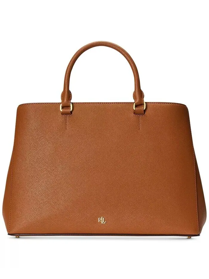 Большая кожаная сумка-портфель Hanna Crosshatch Lauren Ralph Lauren