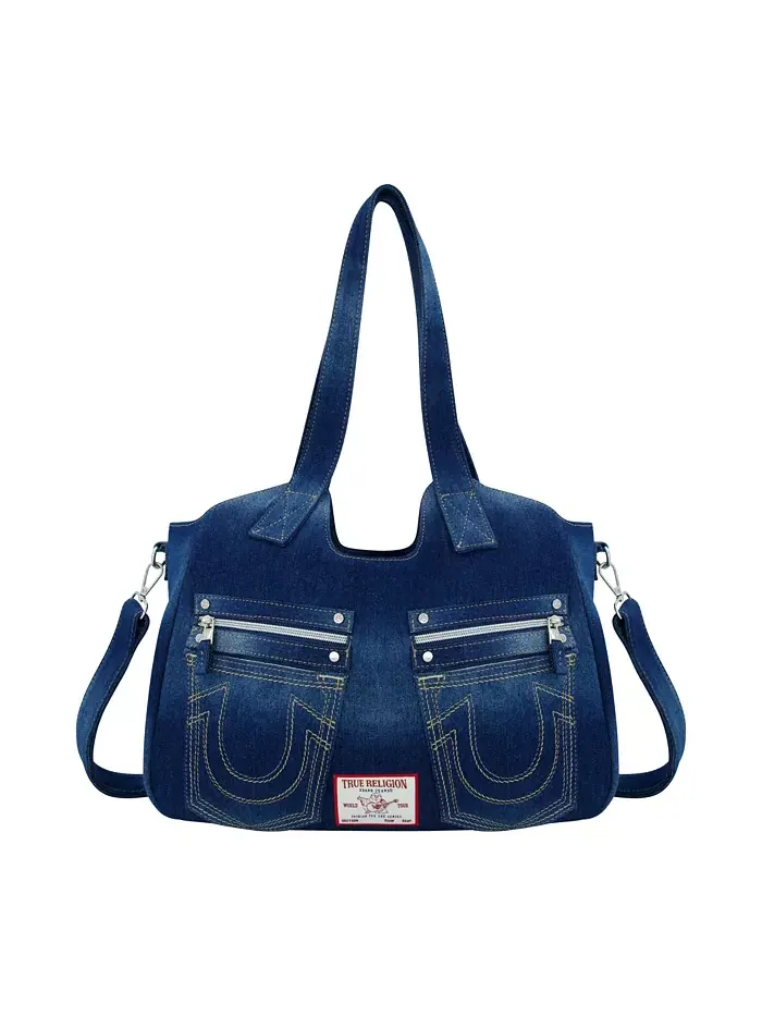 Сумка-почтальон Horseshoe Stitch из темного денима True Religion — изображение 2 из 3, темный джинсовый синий