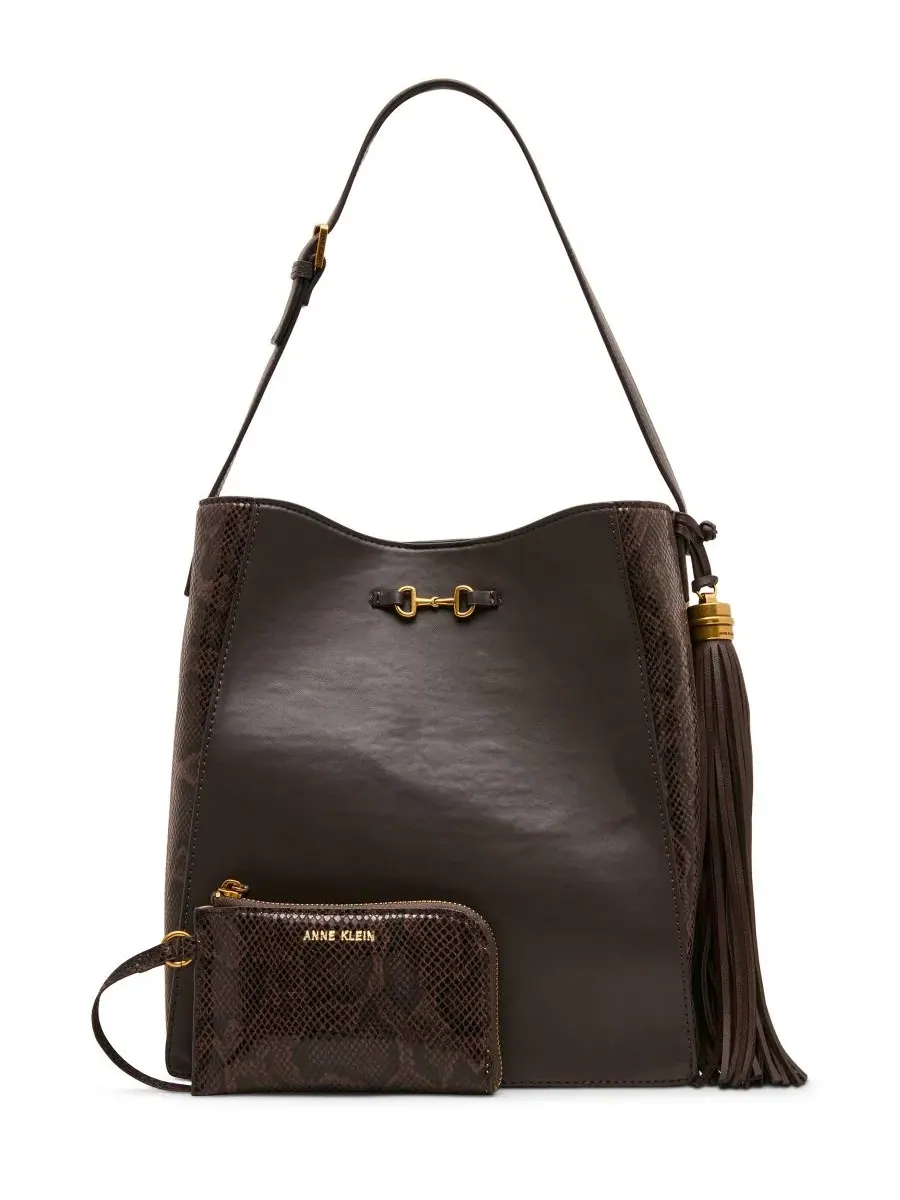 Женская сумка-хобо с кисточкой, модель Horsebit Tassel Small Anne Klein