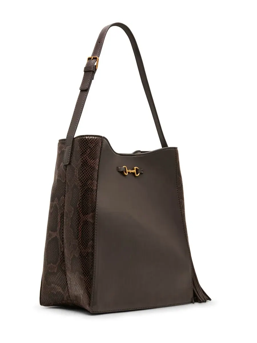 Женская сумка-хобо с кисточкой, модель Horsebit Tassel Small Anne Klein — изображение 3 из 7, коричневый
