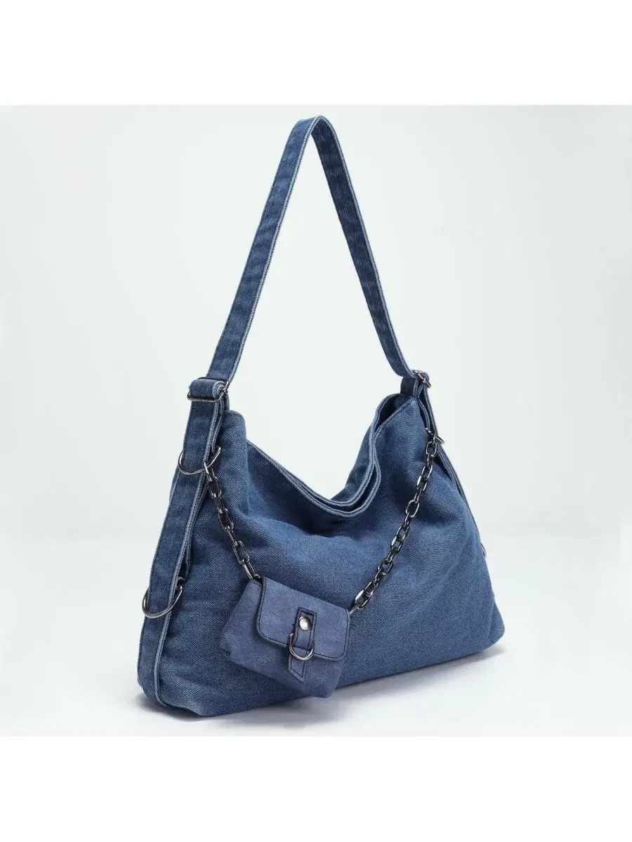 Джинсовая сумка-хобо с цепочкой, модель Drift Hobo Bag SUSU — изображение 4 из 5