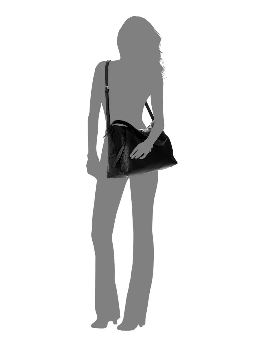 Сумка-шопер с длинным ремнем, модель Devon Extra-Large Zip-Top Shoulder Handbag GUESS — изображение 4 из 5, черный