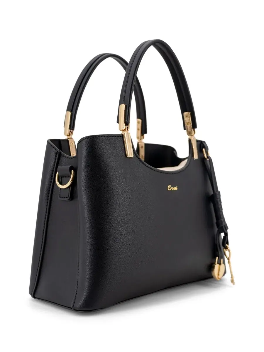 Компактная сумка-тоут с сердечком-подвеской Lina Small Top Handle Tote Handbag LIKE DREAMS — изображение 3 из 6, черный