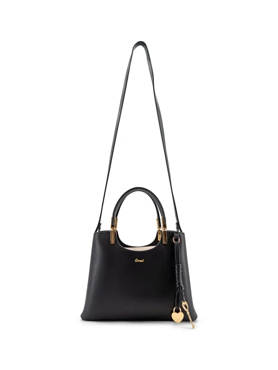 Компактная сумка-тоут с сердечком-подвеской Lina Small Top Handle Tote Handbag LIKE DREAMS — изображение 6 из 6, черный