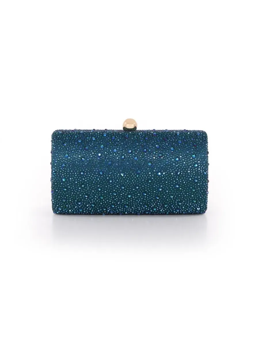 Клатч-минаудиер с кристаллами Fern Crystal Jewel Badgley Mischka — изображение 1 из 3, бирюзовый