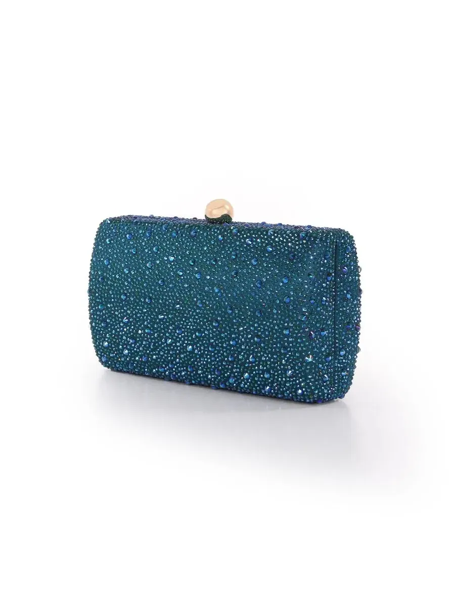 Клатч-минаудиер с кристаллами Fern Crystal Jewel Badgley Mischka — изображение 2 из 3, бирюзовый