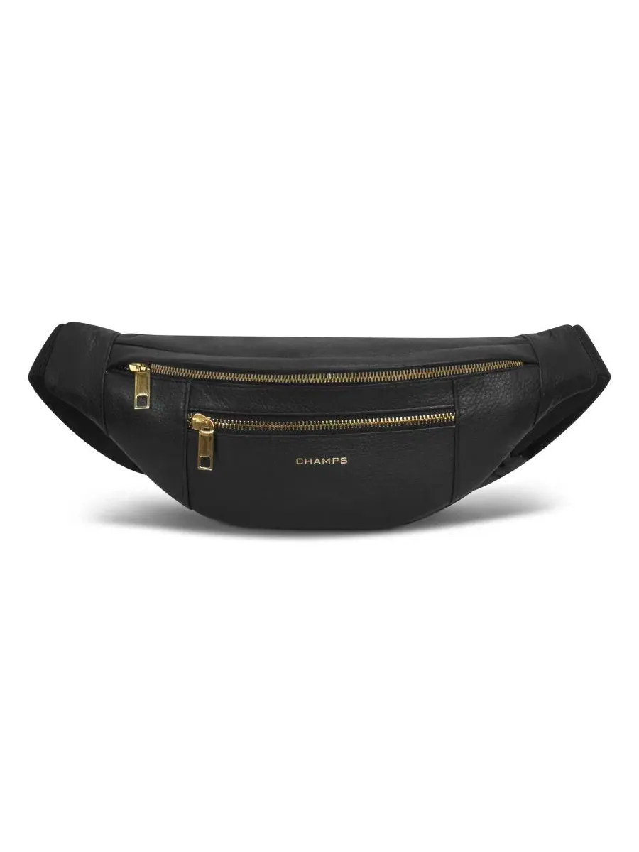 Кожаная поясная сумка Champs — изображение 3 из 4, черный