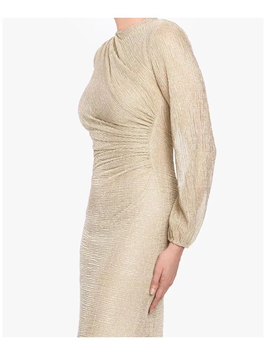Вечернее платье с длинным рукавом Petite Bell Long-Sleeve Gown Betsy & Adam — изображение 2 из 4, золото