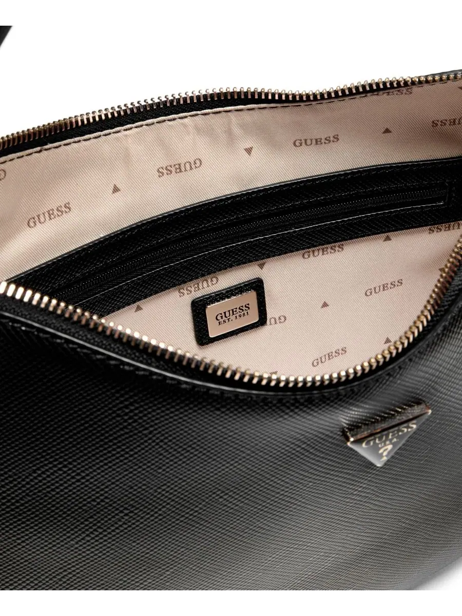 Сумка через плечо с декоративной кисточкой Danielle Small Zip-Top Shoulder Handbag GUESS — изображение 3 из 5, черный