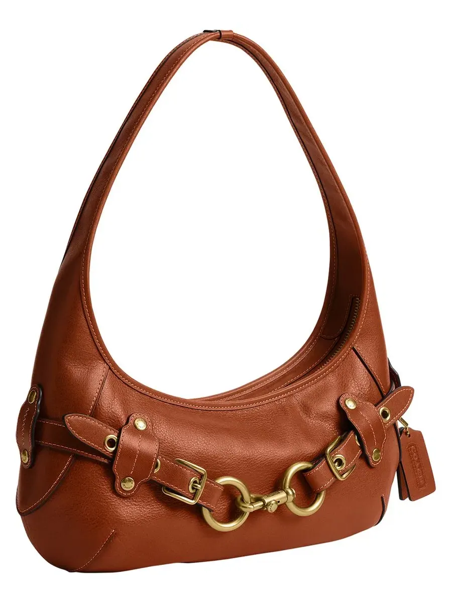 Сумка через плечо из кожи с ремнем, средняя COACH — изображение 3 из 7, коричневый