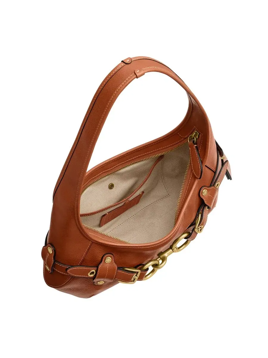 Сумка через плечо из кожи с ремнем, средняя COACH — изображение 4 из 7, коричневый