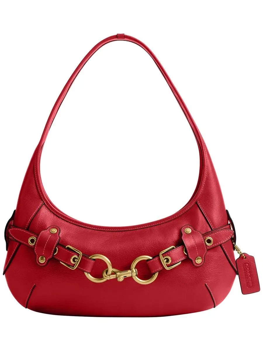 Сумка-шопер COACH Belted Ergo Leather Medium Shoulder Handbag, Brass/Poppy