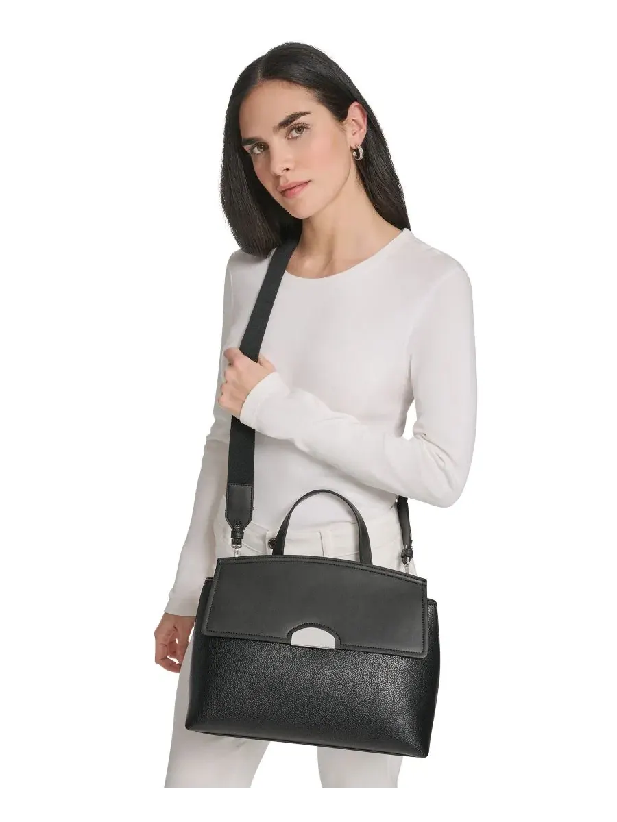 Сумка-сатчел средняя Arabella Medium Satchel Calvin Klein — изображение 6 из 8, черный/серебристый