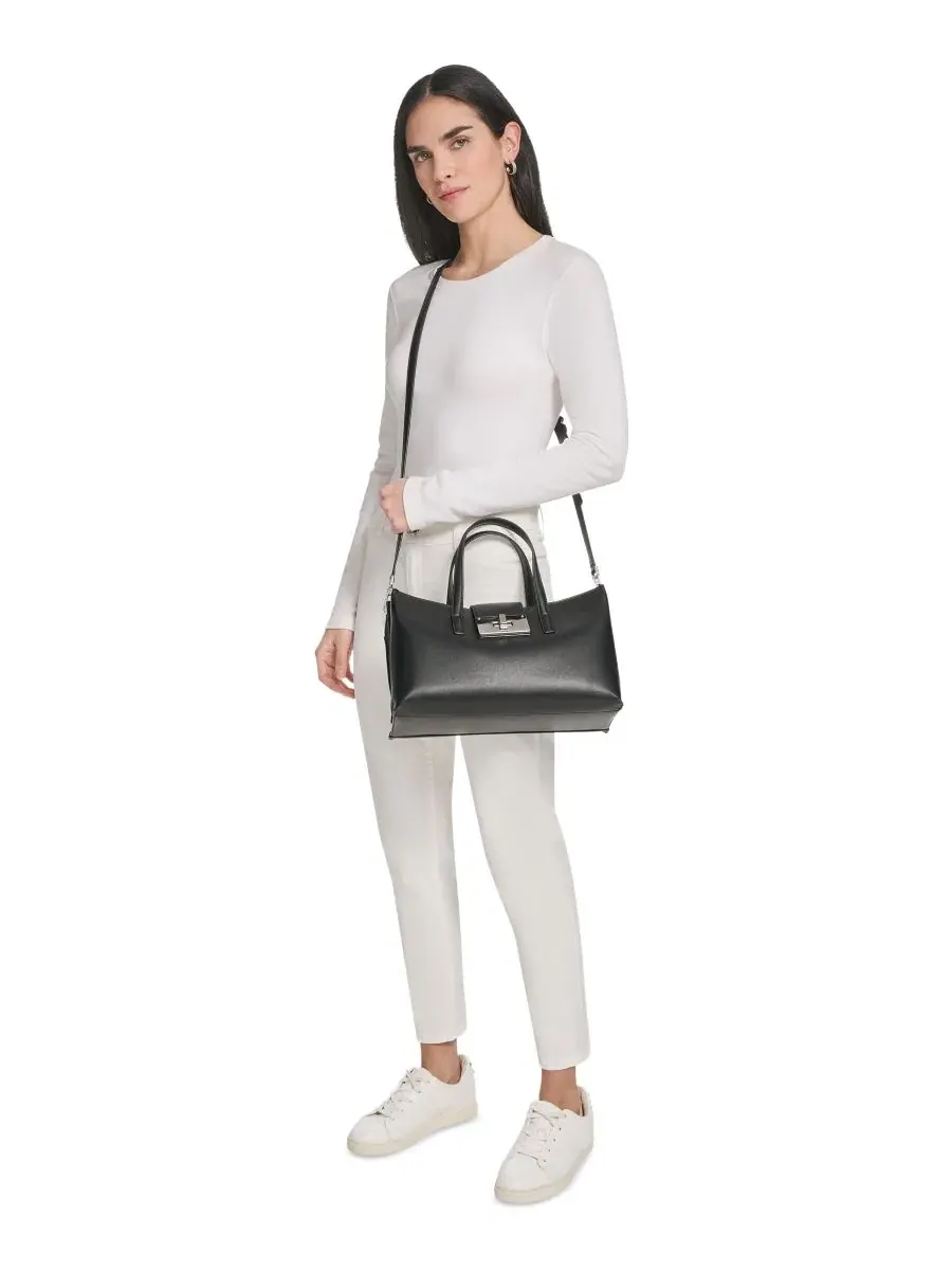 Сумка через плечо Saige Medium Satchel Calvin Klein — изображение 7 из 10, черный/серебристый