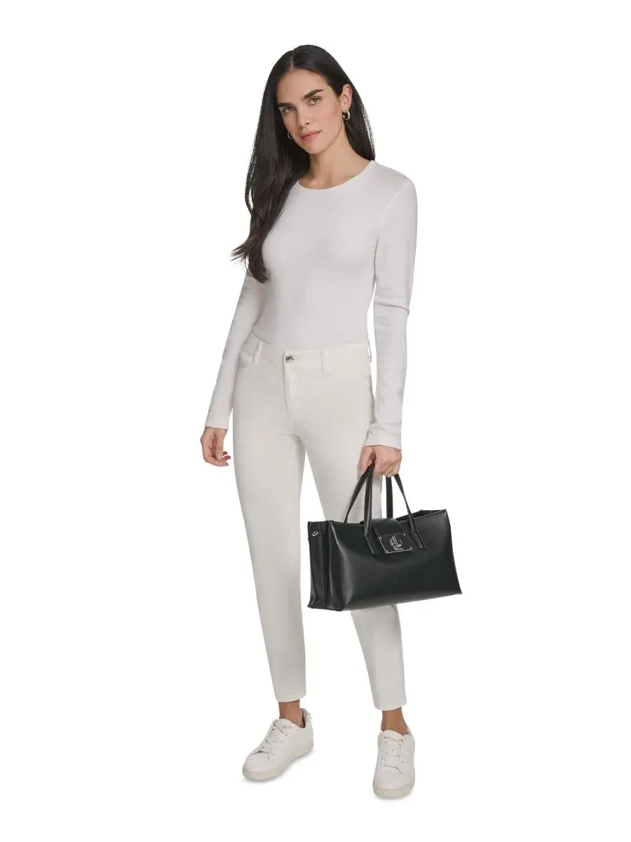Сумка через плечо Saige Medium Satchel Calvin Klein — изображение 8 из 10, черный/серебристый