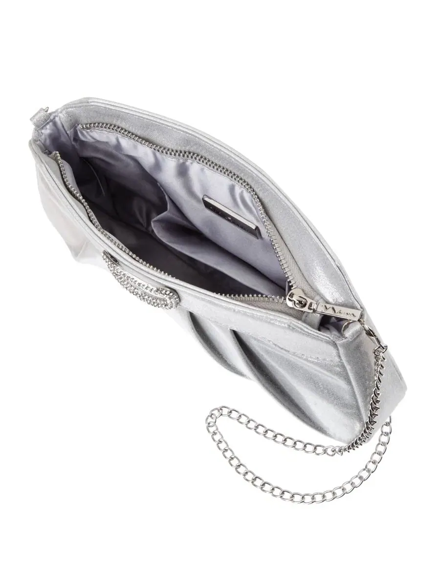 Небольшой клатч-сумочка Amy Crystal Buckle Nina — изображение 4 из 6, серебристый
