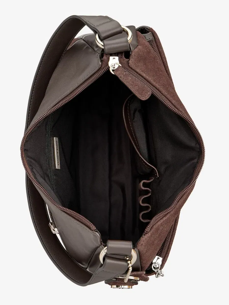 Сумка-хobo из кожи и замши, модель Nappa Suede Combo Hobo Bag Giani Bernini — изображение 4 из 7, какао-боб