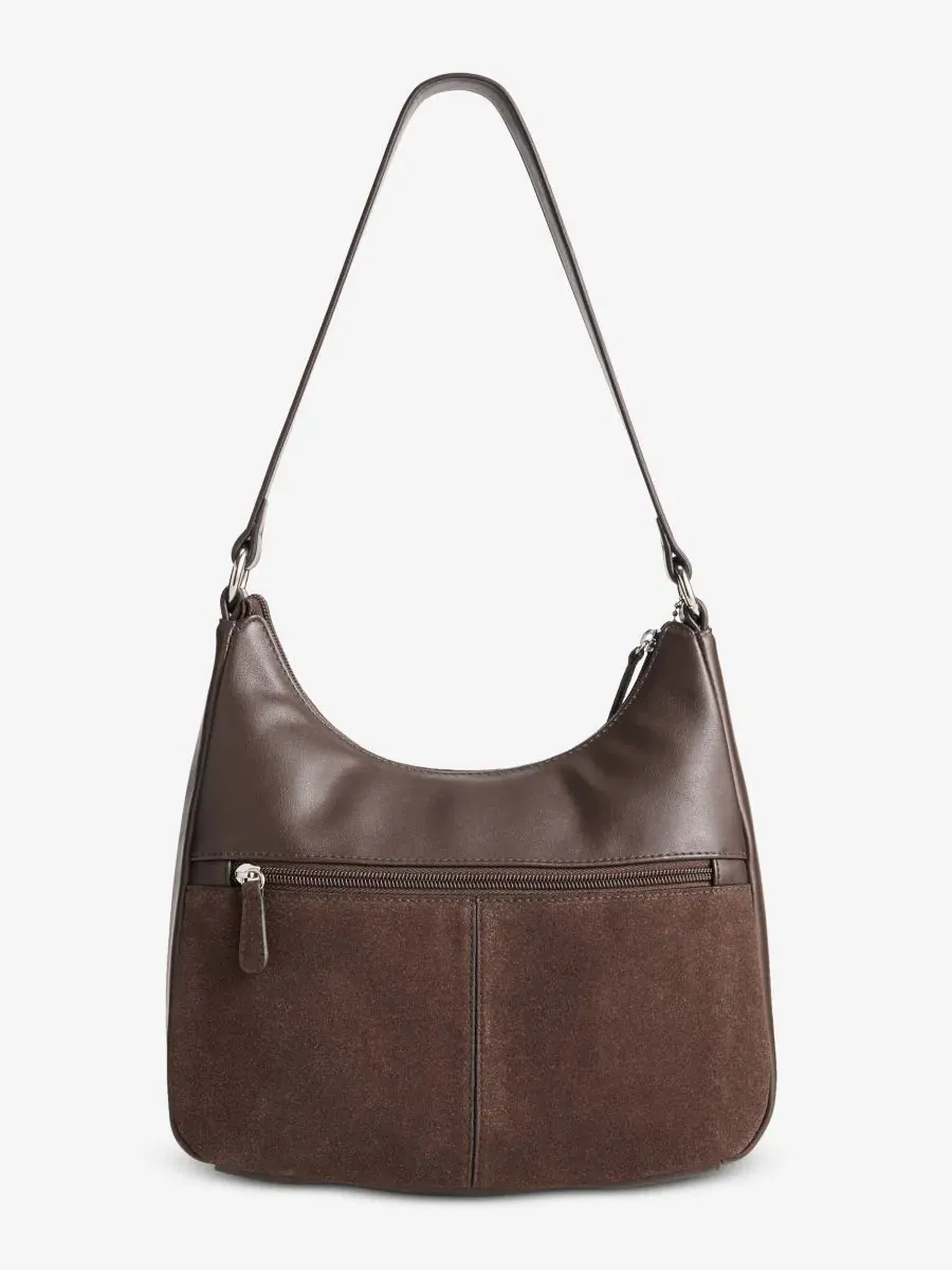 Сумка-хobo из кожи и замши, модель Nappa Suede Combo Hobo Bag Giani Bernini — изображение 5 из 7, какао-боб