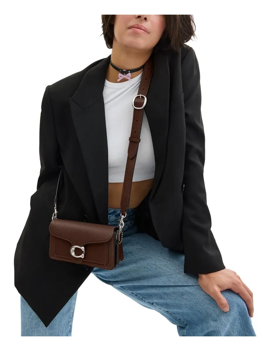Сумка COACH Tabby Small из полированной зернистой кожи — изображение 1 из 9, серебристый