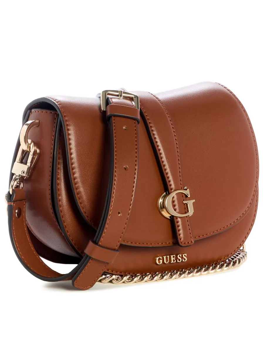 Мини-сумка через плечо Guess Carrie с клапаном — изображение 3 из 5, коричневый