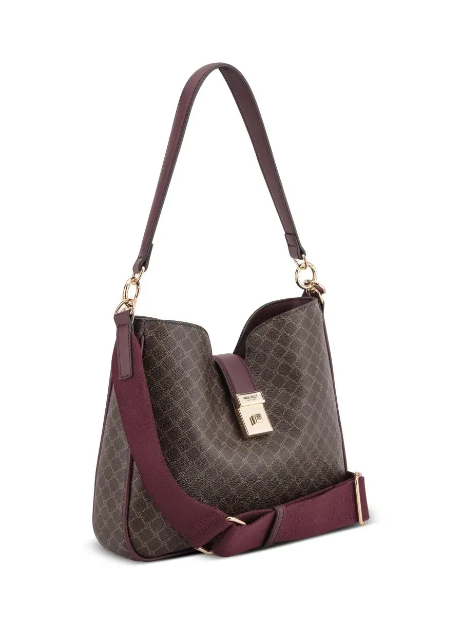 Сумка-хобо с регулируемым ремнем, Monette Convertible Small Nine West — изображение 3 из 4, темный коричневый
