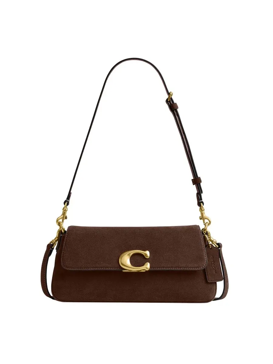 Небольшая сумка через плечо из замши с коротким и длинным ремнями COACH