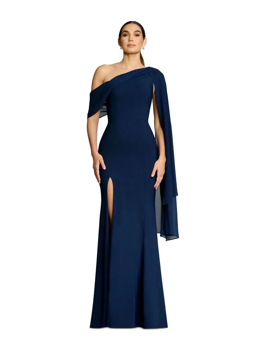 Вечернее платье с одним плечом и высоким разрезом, модель One-Shoulder High-Slit A-Line Gown Dress