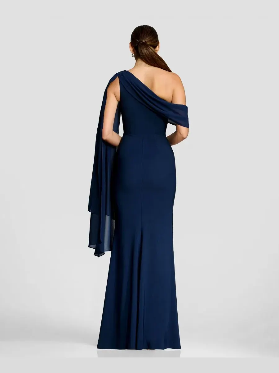 Вечернее платье с одним плечом и высоким разрезом, модель One-Shoulder High-Slit A-Line Gown Dress — изображение 5 из 5