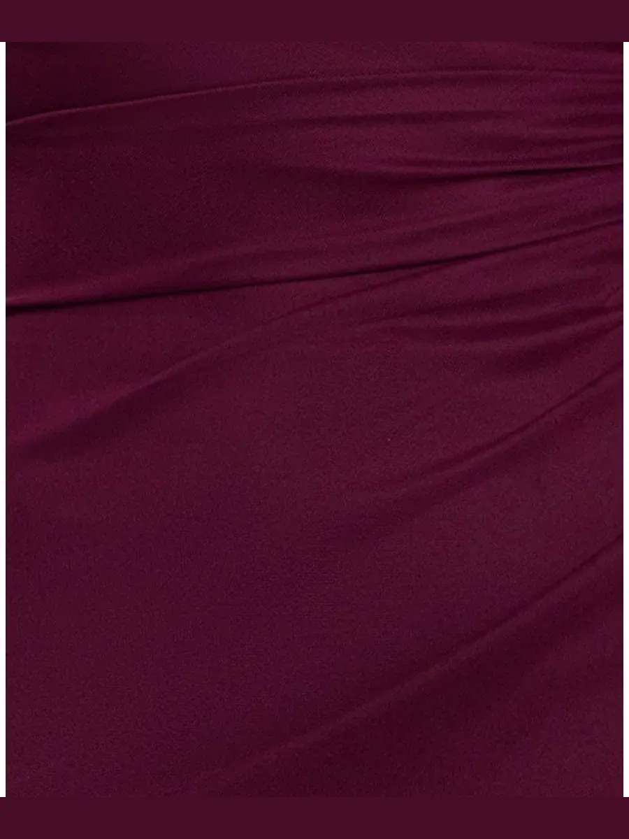 Вечернее платье с воротником-качели без рукавов, модель Ruffle Side Cowl Neck Ball Gown B&A By — изображение 5 из 5, гранат