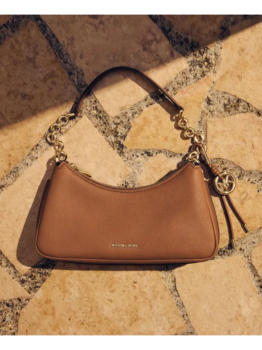 Сумка женская средняя клатч 100% кожа Michael Kors Nolita Chain Pouchette Luggage Gold — изображение 6 из 6, золотистый