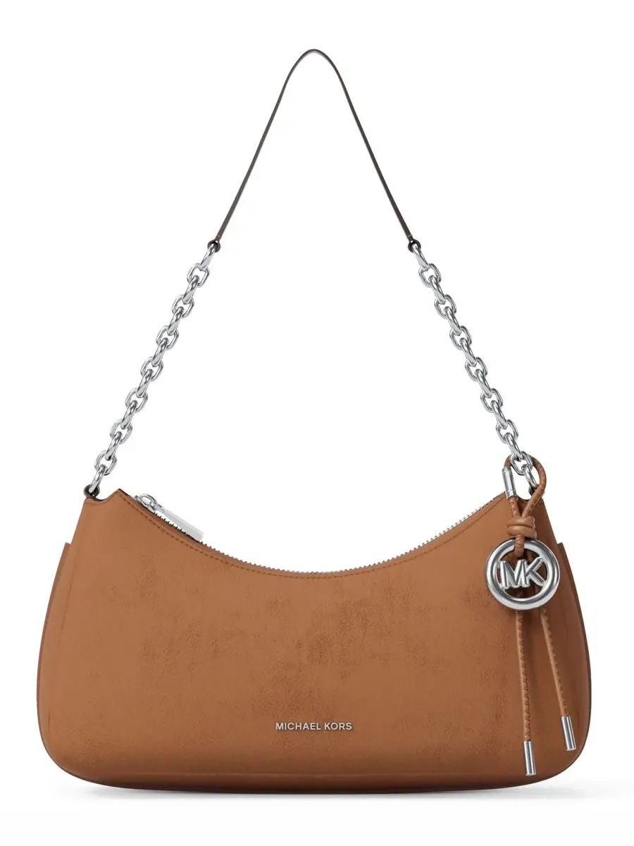 Сумка женская средняя клатч 100% кожа Michael Kors Nolita Chain Pouchette Luggage Silver — изображение 1 из 5, серебристый