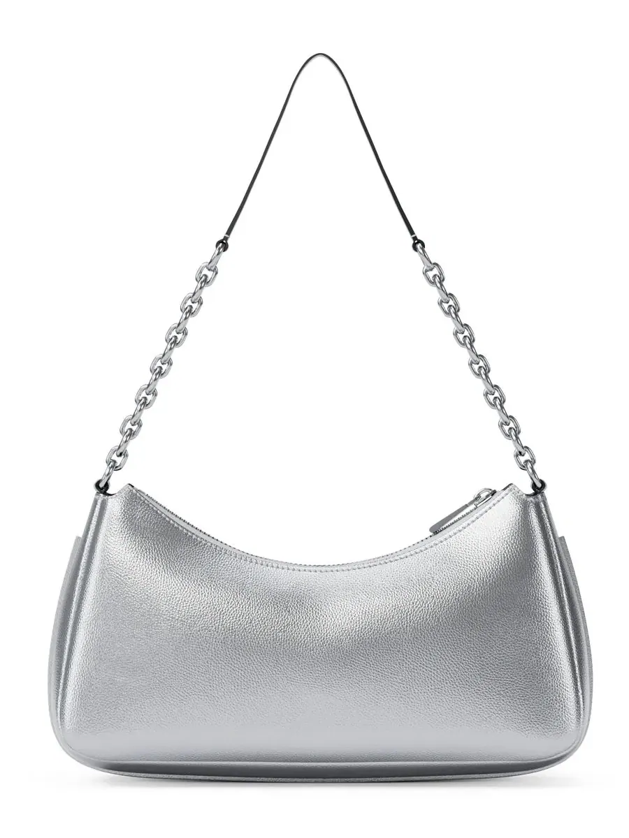 Сумка средняя 100% кожа Michael Kors Nolita Chain Pouchette — изображение 3 из 5, серебряный