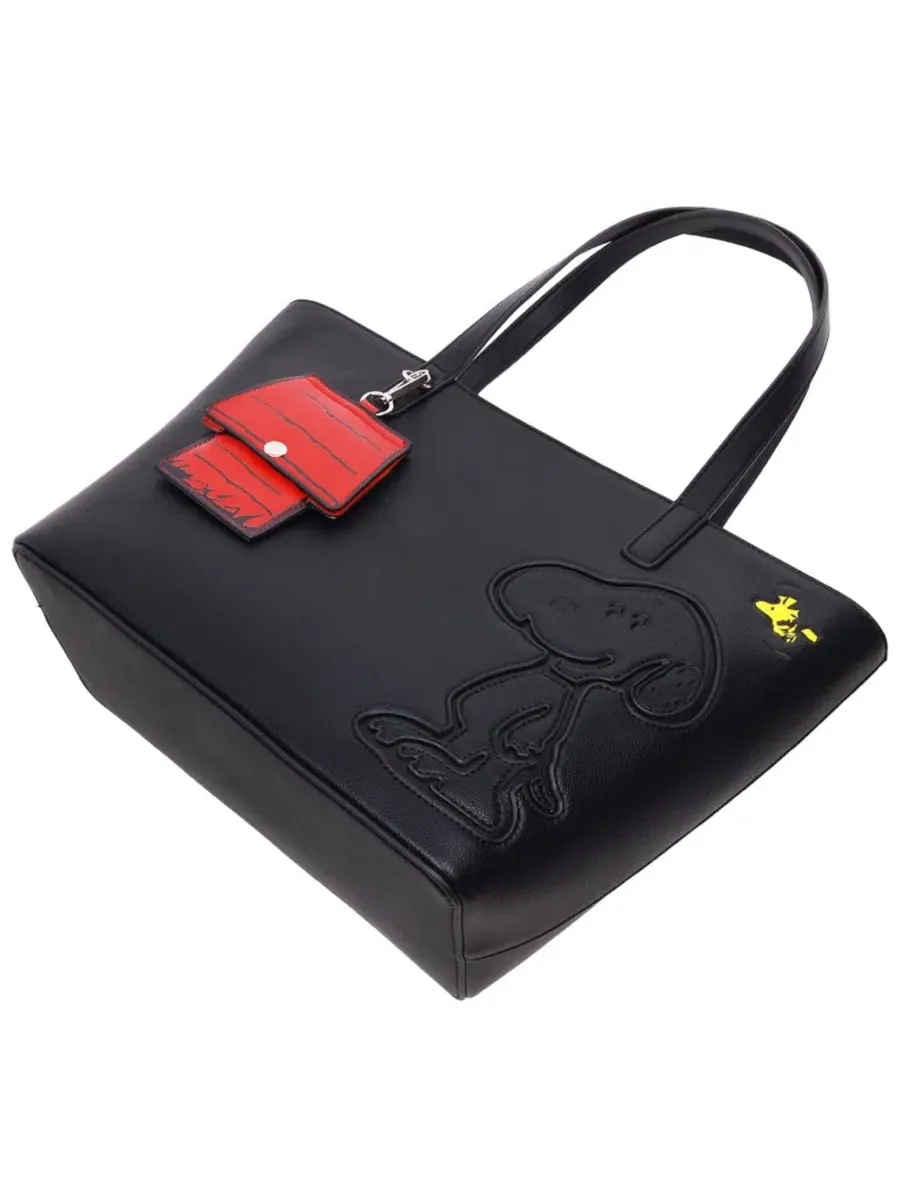 Минималистичная черная сумка-шоппер Danielle Nicole Peanuts Snoopy с держателем для карточек — изображение 5 из 10, черный
