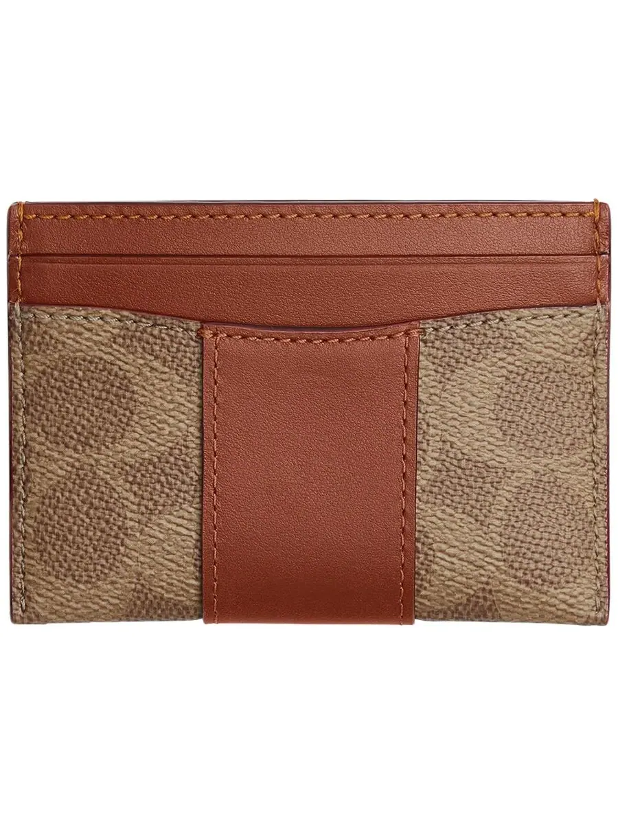 Карточный футляр Signature Essential из холста с покрытием COACH — изображение 2 из 3, бежевый